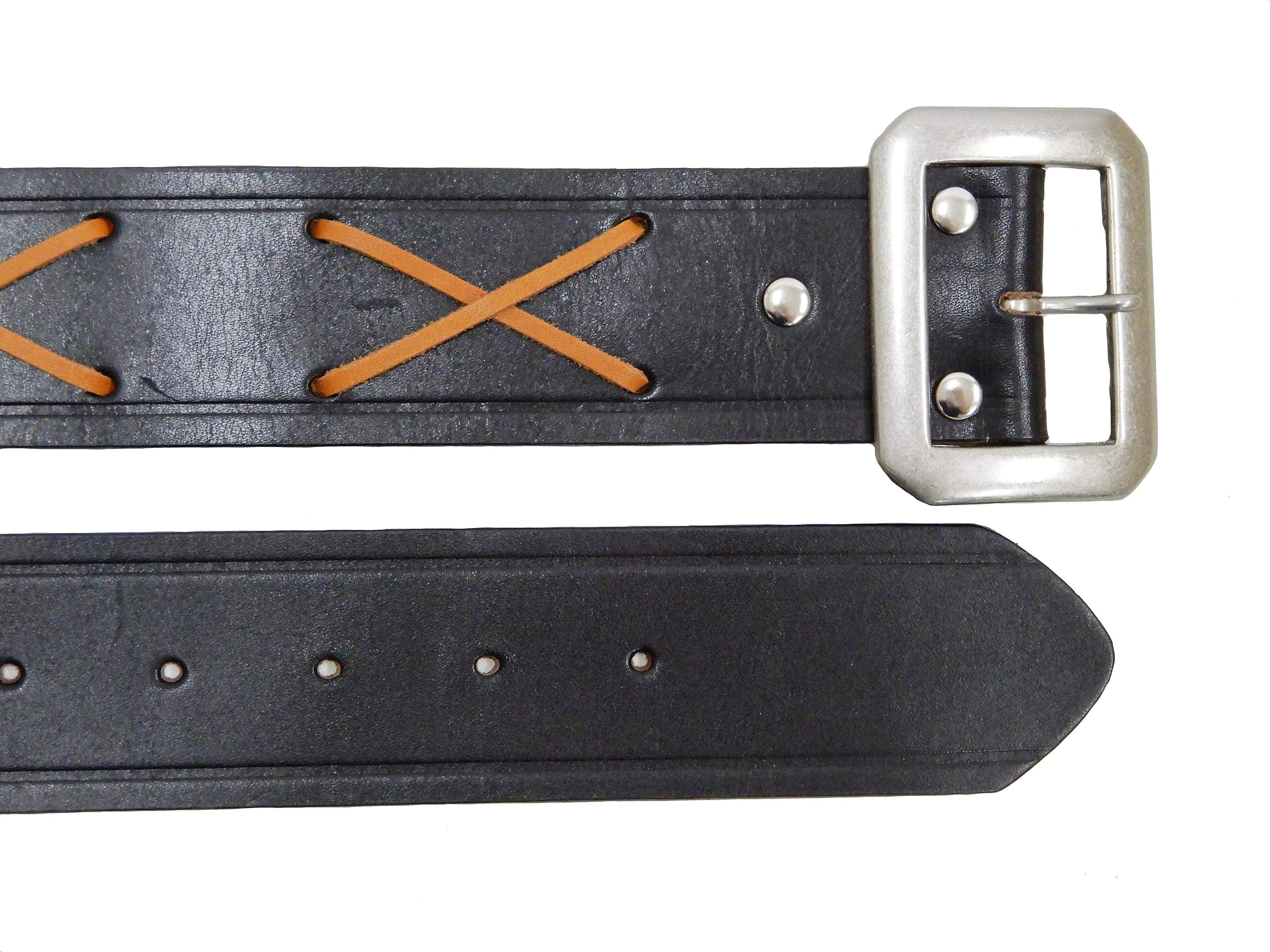 TOYS McCOY Cross-Stitched Leather Belt Men's Ccasual Marlon Brando The Wild One Belt TMA2107 Black