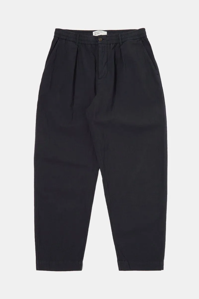 Universal Works Pleated Track Pant Seersucker II (Navy)