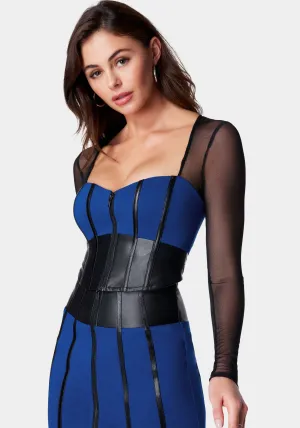 Vegan Leather Combo Pdr Bustier Top