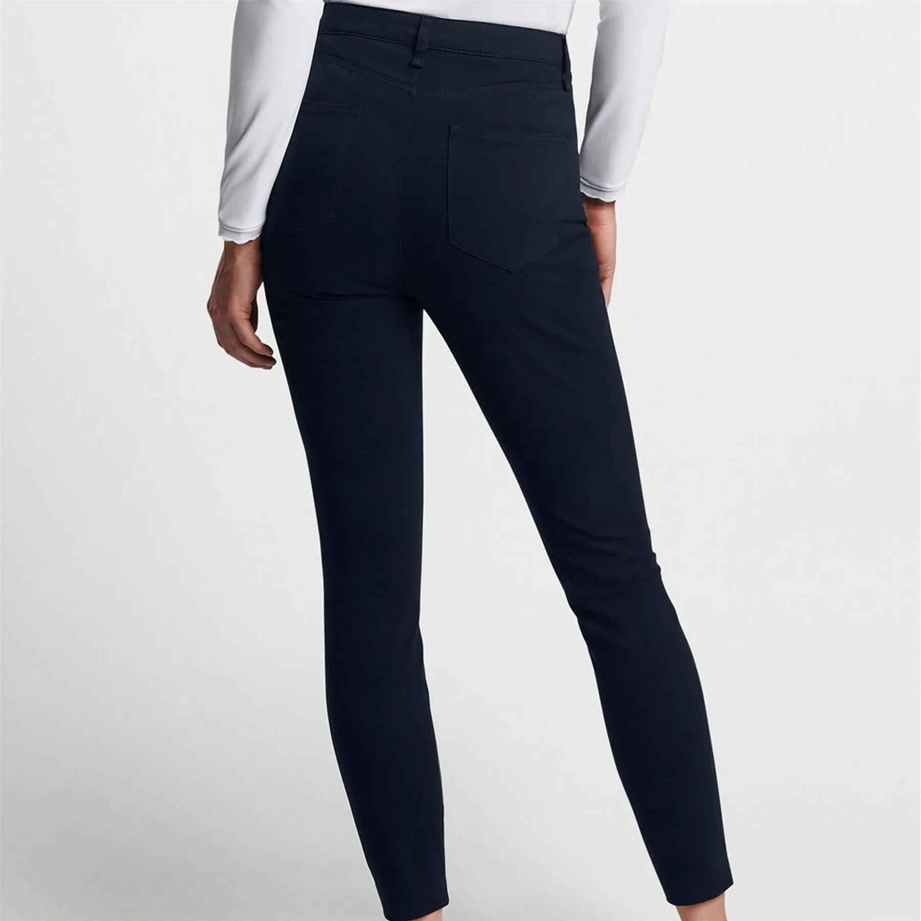 Womens Karlie Stretch Sateen High Rise Pants Navy - SS24