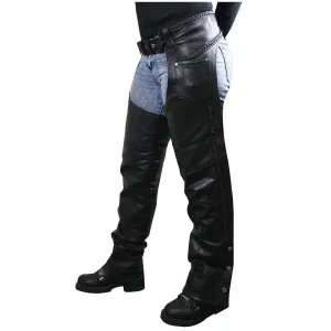 Xelement 7701 Women's Black Braided Leather Chaps