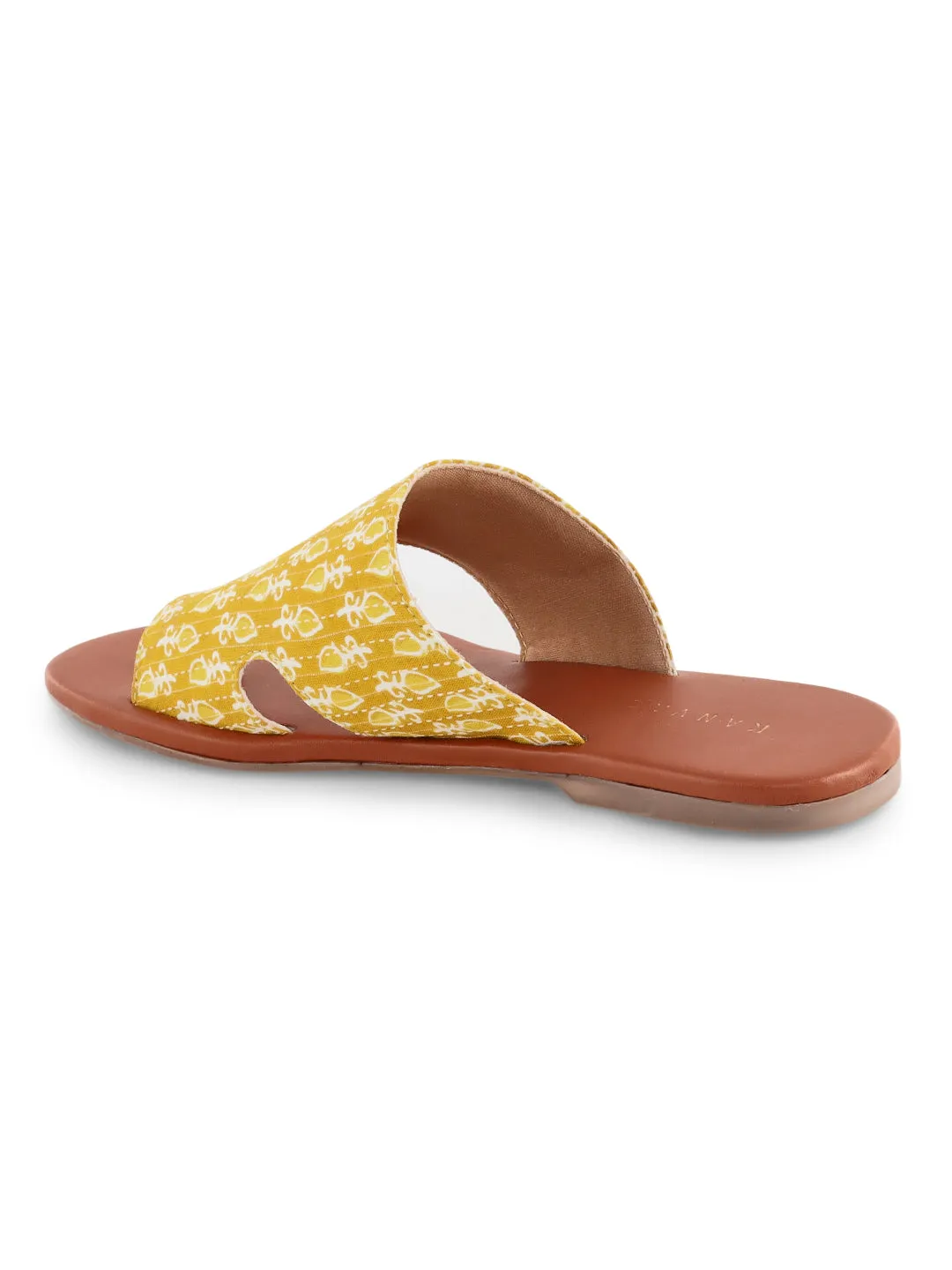 Yellow Block Printed Chappals